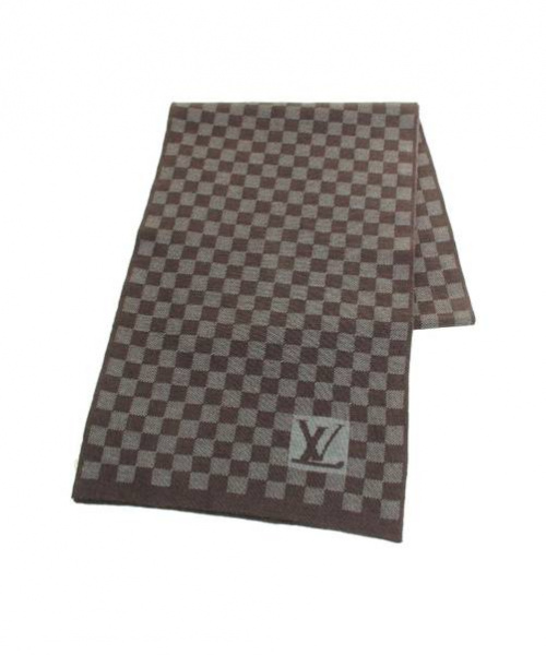 LOUIS VUITTON（ルイ ヴィトン）Louis Vuitton (ルイヴィトン) ウールマフラー ブラウン×グレー サイズ:-の古着・服飾アイテム