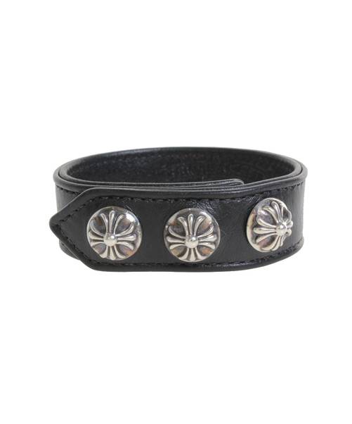 中古 古着通販 Chrome Hearts クロムハーツ 3ボタン2スナップクロスボールレザーブレスレット ブラック シルバー サイズ ブランド 古着通販 トレファク公式 Trefac Fashion