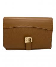 MIU MIU (ミュウミュウ) レザーコンパクトウォレット ブラウン