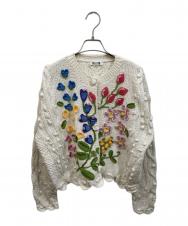I.S.ISSEY MIYAKE (アイエス イッセイミヤケ) 刺繍花柄カーディガン アイボリー サイズ:SIZE M