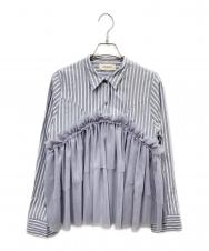 POPPY (ポピー) tulle docking flare shirt グレー サイズ:F