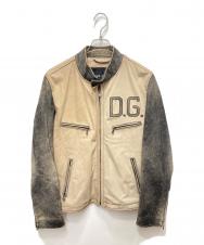 DOLCE & GABBANA (ドルチェ&ガッバーナ) レザージャケット ブラウン サイズ:48