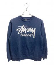 stussy (ステューシー) プリントスウェット ネイビー サイズ:MEDIUM