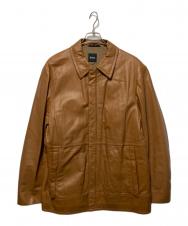 BOSS HUGO BOSS (ボス ヒューゴボス) ラムレザージャケット ブラウン サイズ:52