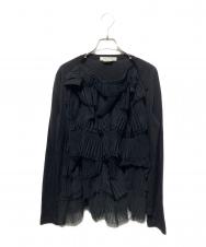 COMME des GARCONS (コムデギャルソン) ウール チュール ティアード ロングスリーブ カットソー ブラック サイズ:Ｓ