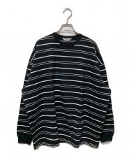 COOTIE PRODUCTIONS (クーティープロダクツ) Supima Border Oversized L/S Tee ブラック サイズ:Ｍ