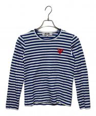 PLAY COMME des GARCONS (プレイコムデギャルソン) ボーダーワッペンL/S TEE ブルー サイズ:S