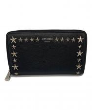 JIMMY CHOO (ジミーチュウ) スタスタッズラウンドファスナーウォレット ブラック