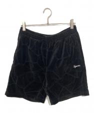 SUPREME (シュプリーム) Patchwork Velour Short/パッチワーク ベロア ショーツ ブラック サイズ:S