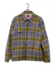 Supreme (シュプリーム) SHEARLING LINED FLANNEL SHIRT イエロー×パープル サイズ:L