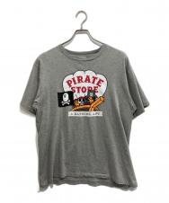 A BATHING APE (アベイシングエイプ) ベビーマイロ プリントTシャツ グレー サイズ:L