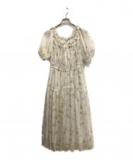 HER LIP TO (ハーリップトゥ) Belle Jardin Chiffon Dress ホワイト×グリーン サイズ:M