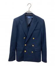 POLO RALPH LAUREN (ポロ・ラルフローレン) ダブルブレステッド ニット ブレザー ネイビー サイズ:2