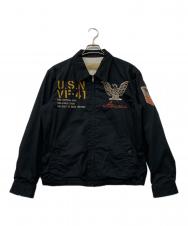 AVIREX (アヴィレックス) 刺繍ジップジャケット ブラック サイズ:L