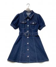 MARY QUANT (マリークヮント) デイジーバックルデニムミニ ワンピース インディゴ サイズ:sizeⅯ