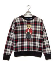 POLO RALPH LAUREN (ポロ・ラルフローレン) QRタグ Polo ベア コットンブレンド スウェットシャツ ブラック×ホワイト サイズ:SIZE S
