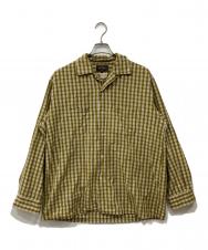 BEAMS PLUS (ビームスプラス) Open Collar 80/2 Madrasシャツ カーキ サイズ:M