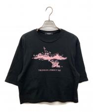 UNDERCOVER (アンダーカバー) THE END OF A PERFECT DAY クロップド半袖Tシャツ ブラック サイズ:2