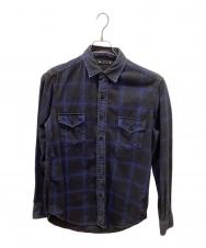 MINEDENIM (マインデニム) オンブレチェックシャツ ブラック サイズ:2