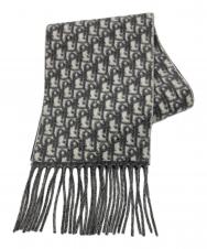 Christian Dior (クリスチャン ディオール) Dior Oblique Scarf オブリーク カシミヤマフラー グレー