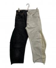 LEVI'S (リーバイス) SUNNY SIDE UP (サニーサイドアップ) リメイク デニムパンツ グレー×ライトグレー サイズ:30