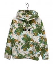 LEVI'S (リーバイス) 裏起毛プルオーバーパーカー ホワイト×グリーン サイズ:M