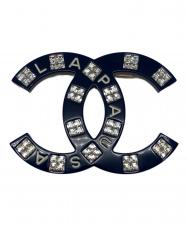 CHANEL (シャネル) ラインストーン CCマーク ブローチ ネイビー