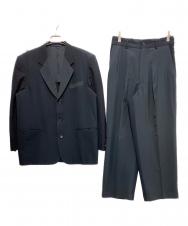 COMME des GARCONS HOMME (コムデギャルソン オム) 切替3ボタンウールセットアップスーツ ネイビー サイズ:S