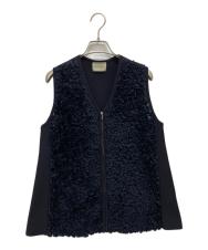 UNITED ARROWS (ユナイテッドアローズ) フラワー チュール ニットベスト ネイビー サイズ:-