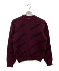 BALENCIAGA (バレンシアガ) ALL OVER LOGO CREWNECK パープル サイズ:S