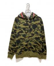 BAPE BY A BATHING APE (ベイプバイアベイシングエイプ) 1st Camo Shark Full Zip Hoodie グリーン サイズ:XL 未使用品