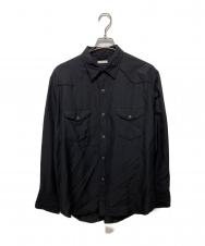ULTERIOR (アルテリア) WASHED WOOL SILK TWILL WESTERN SHIRT ブラック サイズ:４