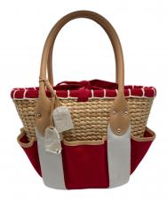 LAUREN RALPH LAUREN (ローレン ラルフ ローレン) カゴバッグ レッド×ベージュ