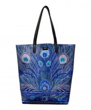 LIBERTY LONDON (リバティ ロンドン) ピーコック柄トートバッグ ブラック×ネイビー