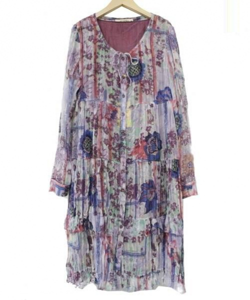 中古 古着通販 Etro エトロ 総柄シルクワンピース パープル サイズ 44 ブランド 古着通販 トレファク公式 Trefac Fashion