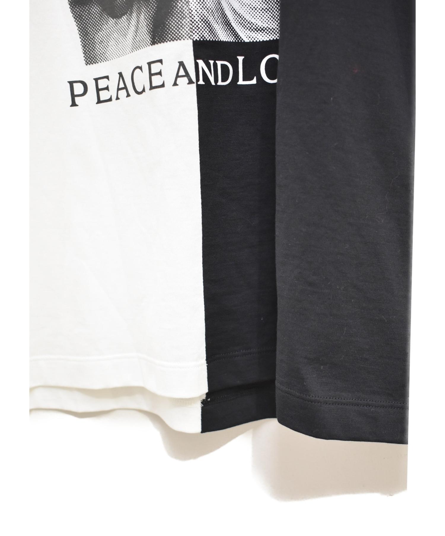 LOUIS VUITTON (ルイ・ヴィトン) PEACE AND LOVE Tシャツ ホワイト×ブラック サイズ:S 未使用品