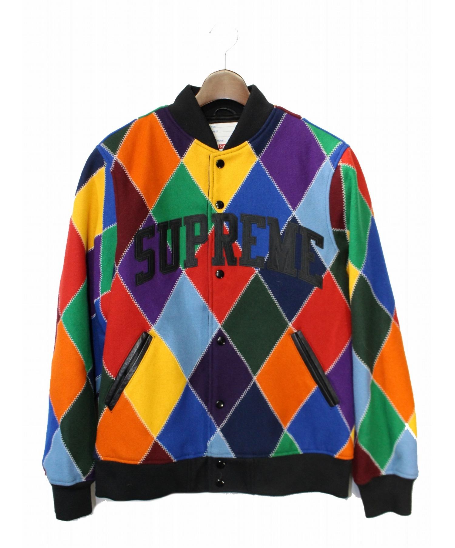 supreme harlequin wool varsity jacket