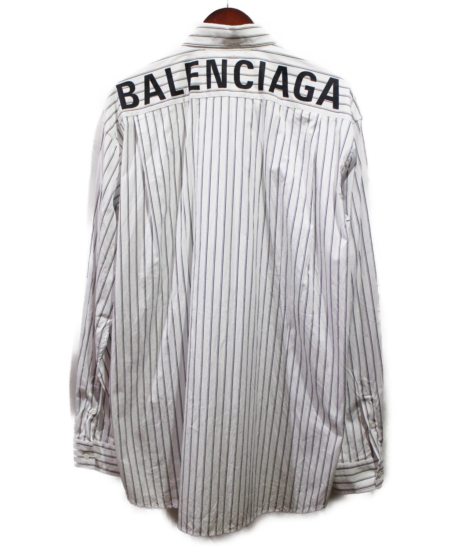 中古 古着通販 Balenciaga バレンシアガ 19ss バックロゴストライプシャツ サイズ 39 ブランド 古着通販 トレファク公式 Trefac Fashion