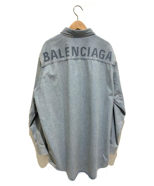 BALENCIAGA（バレンシアガ）BALENCIAGA (バレンシアガ) 19SS/バッグロゴウォッシュドデニムシャツ インディゴ サイズ:37 未使用品の古着・服飾アイテム