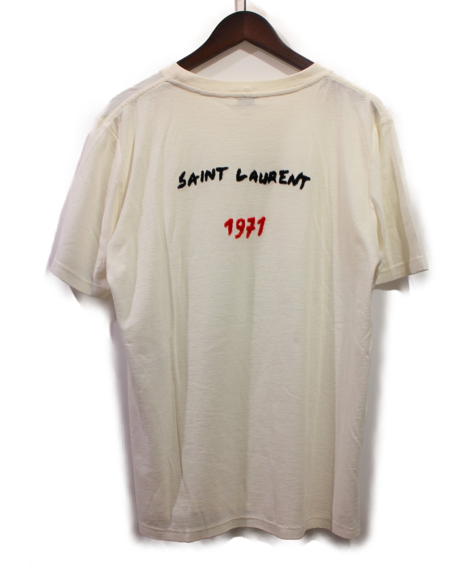 Saint Laurent Paris (サンローランパリ) バックロゴ刺繍Tシャツ アイボリー サイズ:L