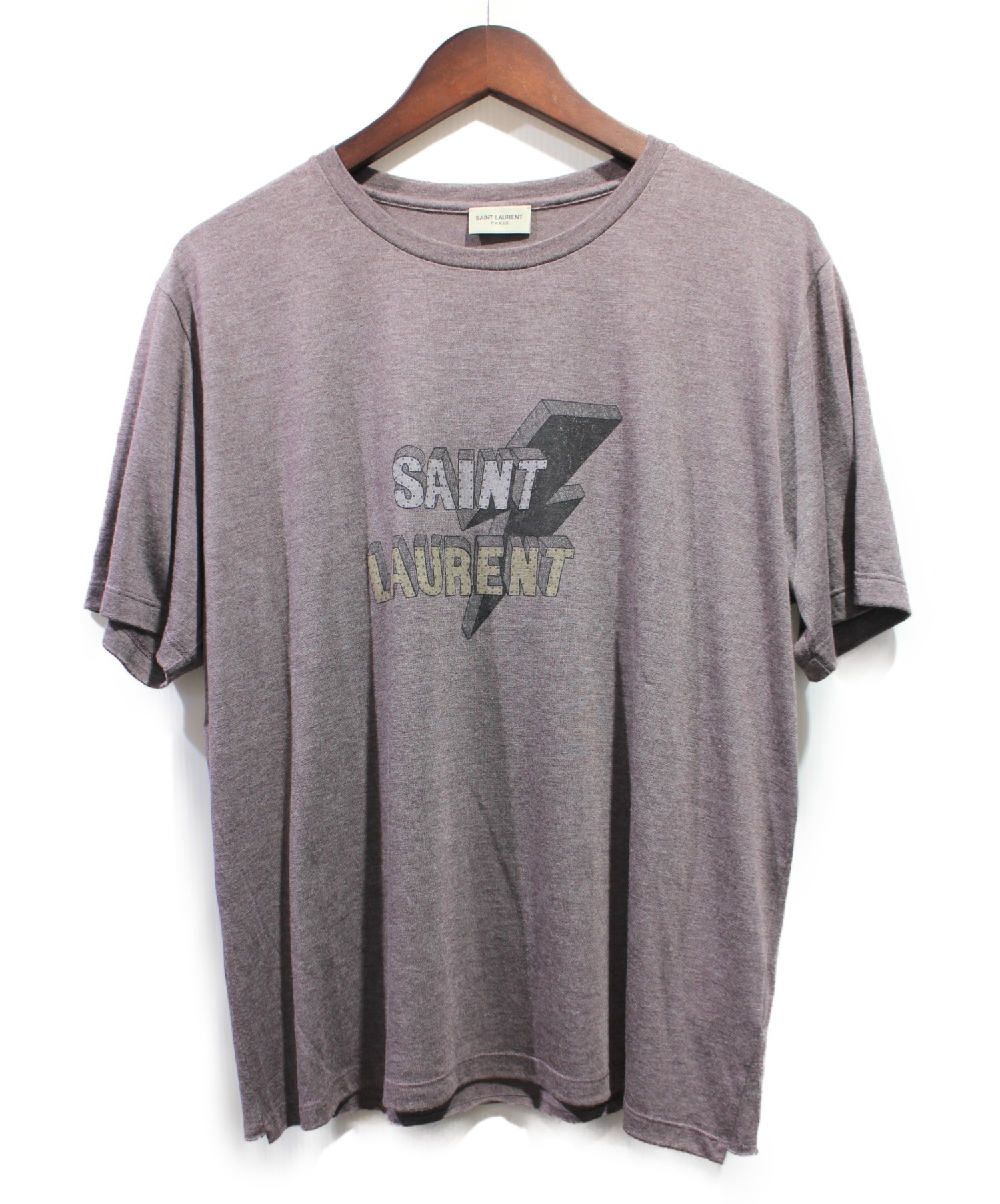Saint Laurent Paris (サンローランパリ) ロゴプリントTシャツ ラベンダー サイズ:L