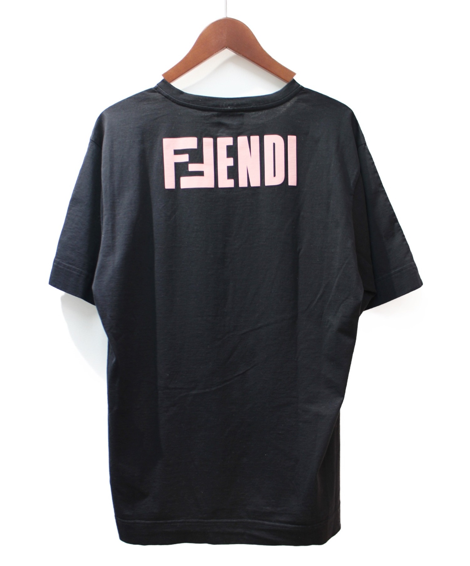 FENDI (フェンディ) バイカラーロゴTシャツ ホワイト×ブラック サイズ:S