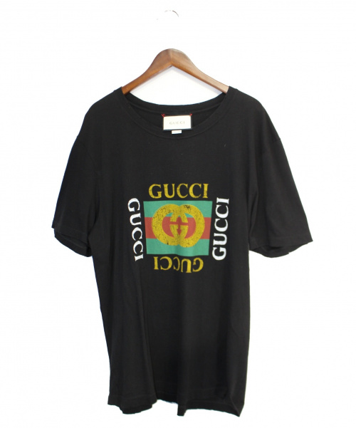 GUCCI（グッチ）GUCCI (グッチ) ダメージ加工Tシャツ ブラック サイズ:XLの古着・服飾アイテム