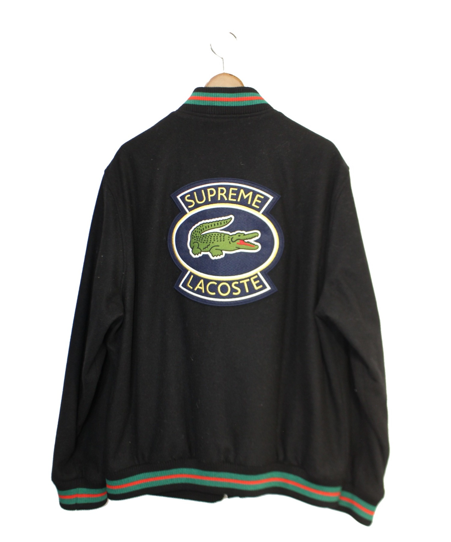 Supreme× LACOSE (シュプリーム×ラコステ) Wool Varsity Jacket ブラック サイズ:XL