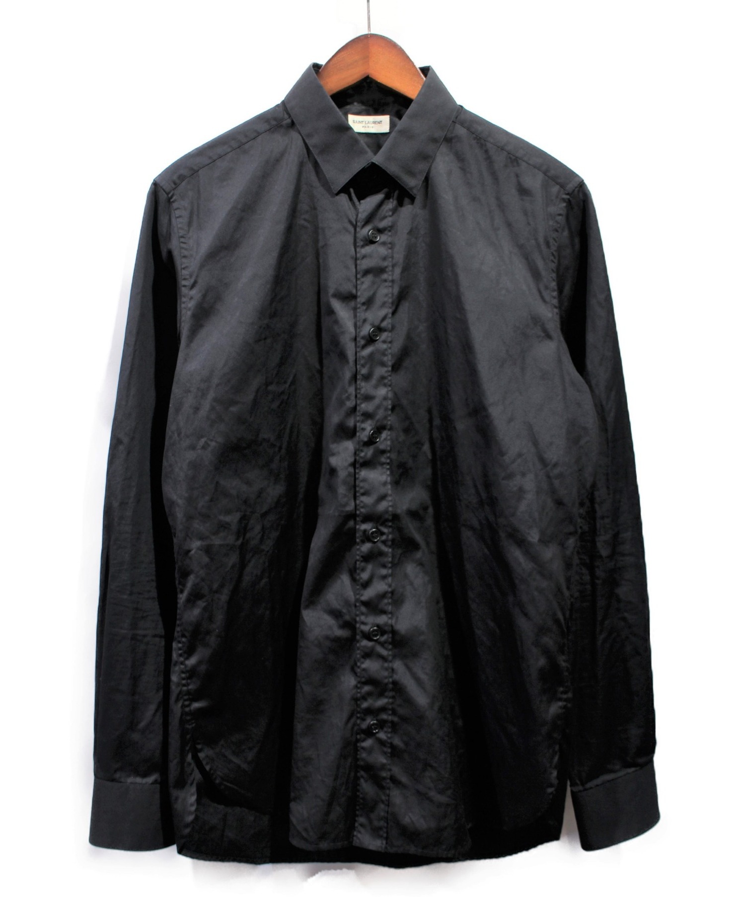 【中古・古着通販】Saint Laurent Paris (サンローランパリ) レギュラーカラーシャツ ブラック サイズ:38｜ブランド・古着