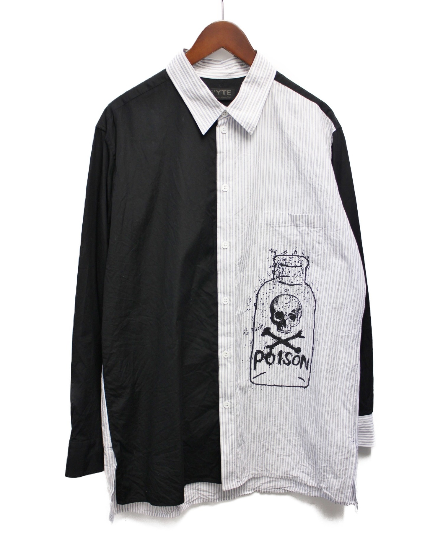 【中古・古着通販】s'yte Yohji Yamamoto (サイト ヨウジヤマモト) POISONシャツ ブラック サイズ:4｜ブランド