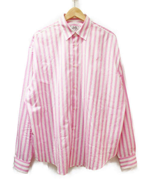 HERMES（エルメス）HERMES (エルメス) 20SS ストライプシャツ ピンク×ホワイト サイズ:38の古着・服飾アイテム