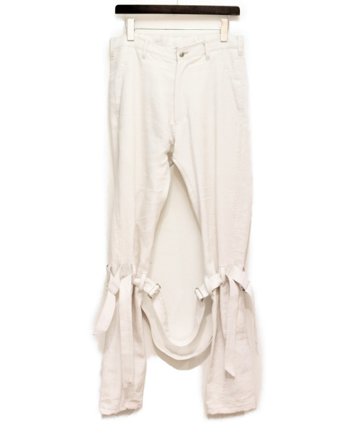 sulvam（サルバム）sulvam (サルバム) 20SS BELT BANDAGE PANTS ホワイト サイズ:Mの古着・服飾アイテム