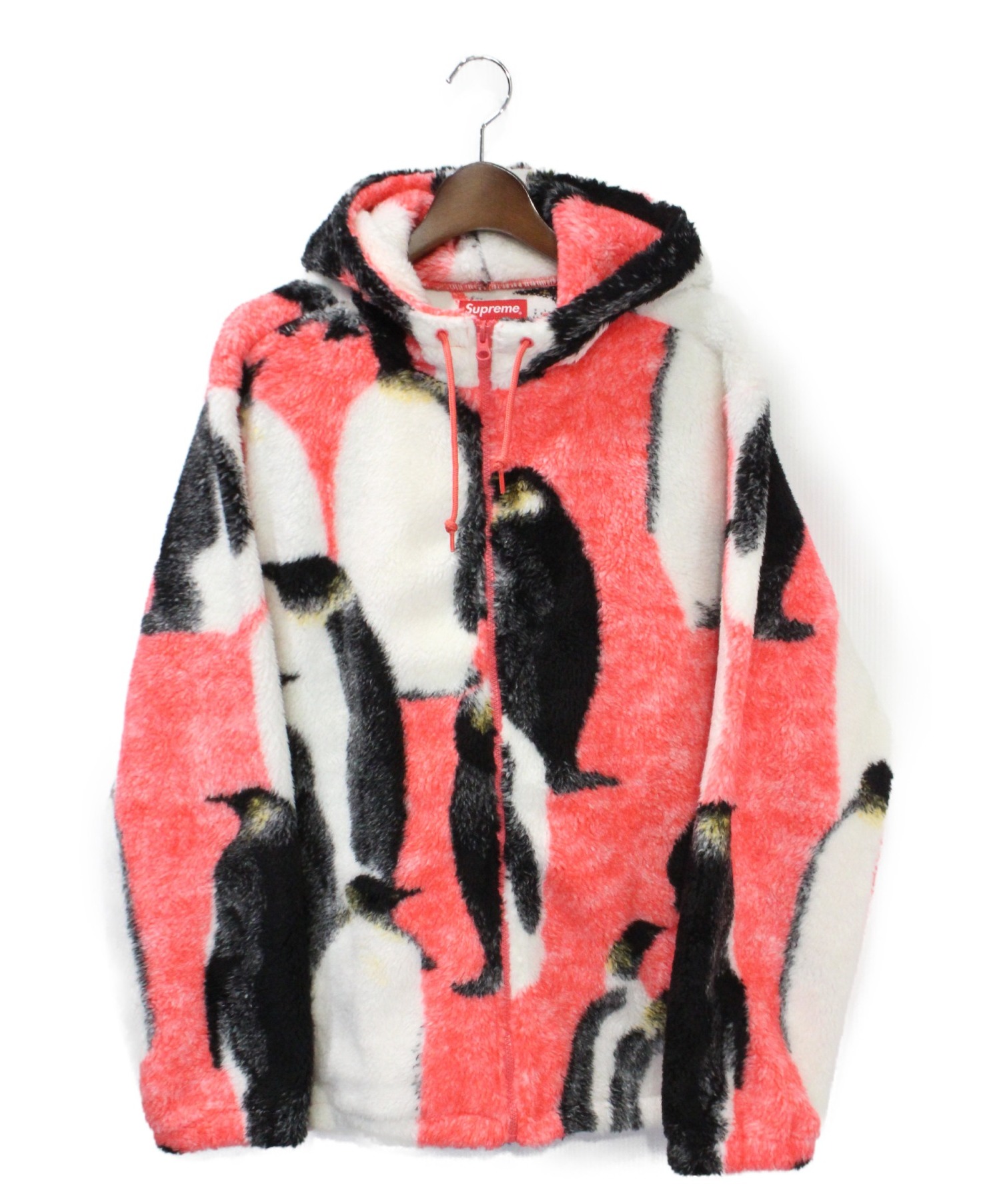 【中古・古着通販】Supreme (シュプリーム) Penguins Hooded Fleece Jacket ピンク サイズ:XL 未使用品