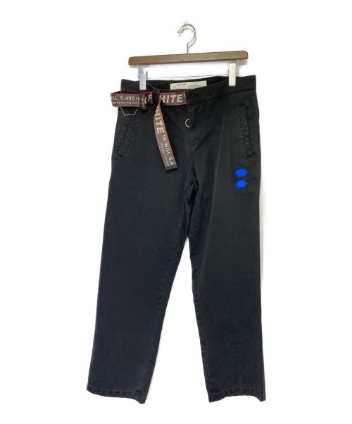 OFFWHITE（オフホワイト）OFFWHITE (オフホワイト) logo belt long pants ブラック サイズ:32の古着・服飾アイテム
